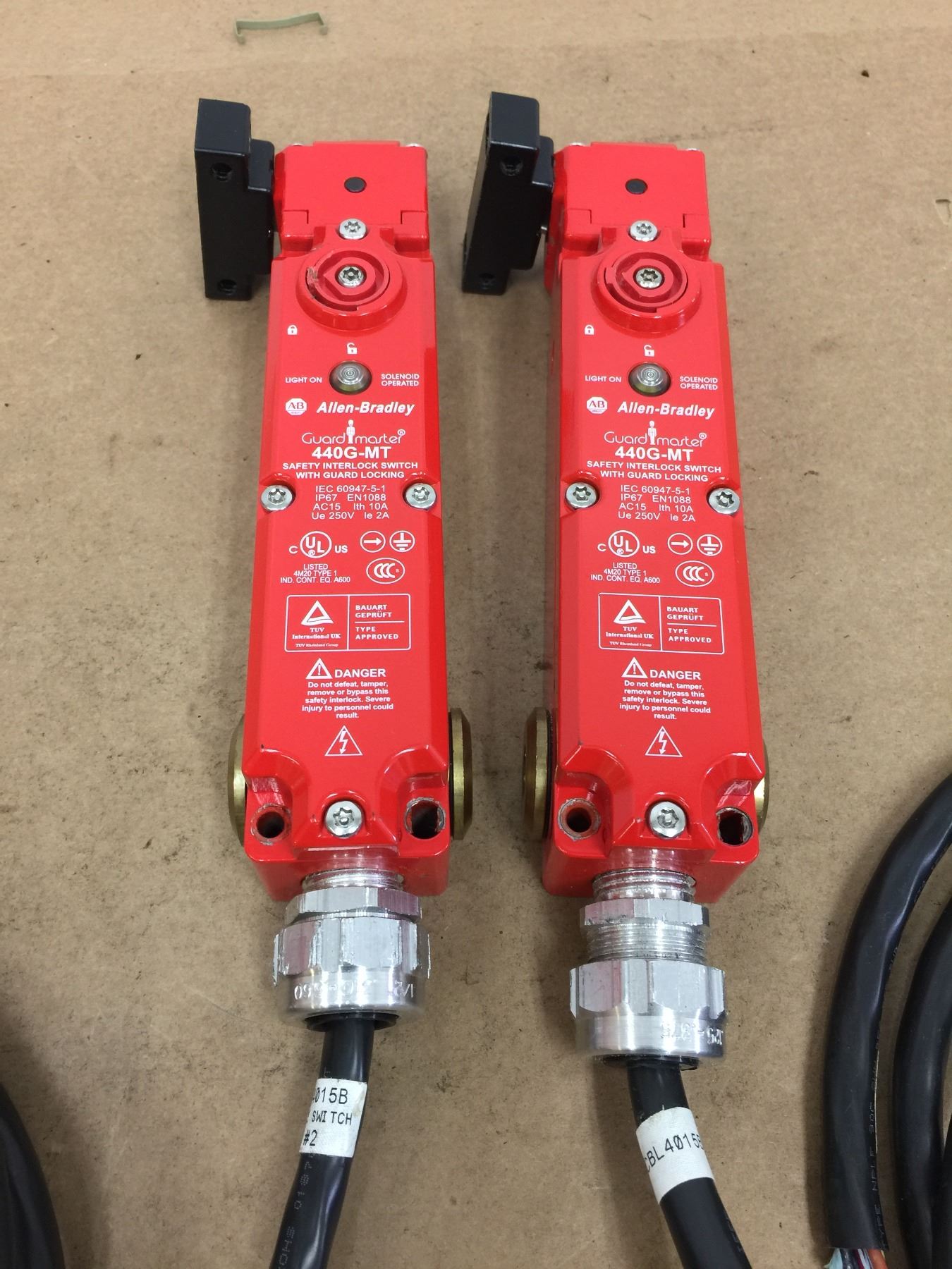 (2) Allen Bradley 440GMT Safety Interlock Switch with Guard Locking