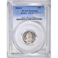 1824/2 BUST DIME, PCGS  VG holed