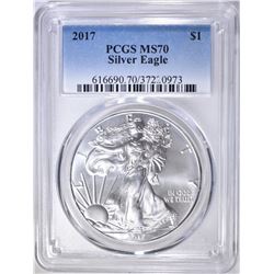 2017 AMERICAN SILVER EAGLE, PCGS MS-70