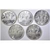 Image 1 : 5-BU 1962 CANADIAN SILVER DOLLARS