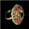Image 3 : Natural Green Amethyst 15x11mm, Emerald Ruby Ring
