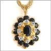 Image 1 : Plated 18KT Yellow Gold 6.22ctw Black Sapphire and Diamond Pendant with Chain