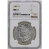 Image 1 : 1885 $1 Morgan Silver Dollar Coin NGC MS63