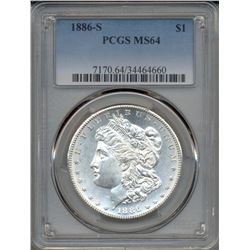 1886-S $1 Morgan Silver Dollar Coin PCGS MS64