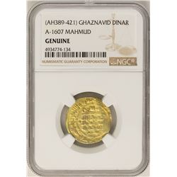 AH389-421 Ghaznavid Dinar A-1607 Mahmud Gold Coin NGC Genuine