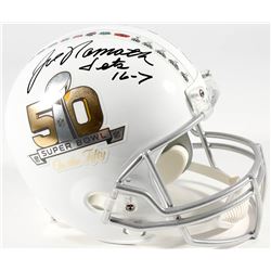 Joe Namath Signed Super Bowl 50 On The Fifty Full-Size Helmet Inscribed "Jets 16-7" (PSA)