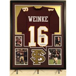 Chris Weinke Signed  34x42 Custom Framed Jersey Inscribed "2000 Heisman" (JSA COA)