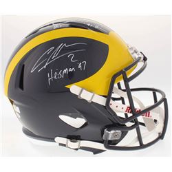 Charles Woodson  Desmond Howard Signed Michigan Wolverines Full-Size Speed Helmet Inscribed "Heisman