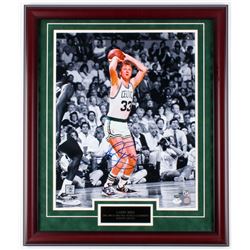 Larry Bird Signed Celtics 27x23 Custom Framed Photo Display (JSA COA)