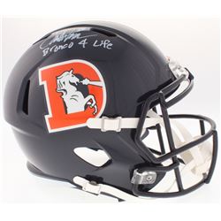 Terrell Davis Signed Broncos Full-Size Speed Color Rush Helmet Inscribed "Bronco 4 Life" (Radtke COA