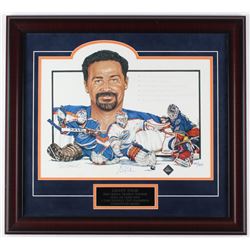 Grant Fuhr Signed Oilers 21x23 Custom Framed Lithograph Display LE #300/500 (Fuhr COA)