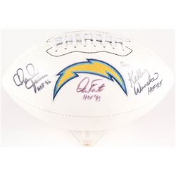 Kellen Winslow, Charlie Joiner,  Dan Fouts Signed Chargers Logo Football Inscribed "HOF 95", "HOF 96