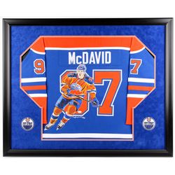 Connor McDavid Signed 35.5x43.5 Custom Framed Jersey Display (JSA LOA)