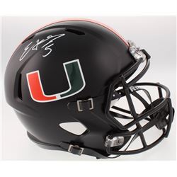 Edgerrin James Signed Miami Hurricanes Black Full-Size Speed Helmet (Radtke COA)