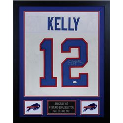 Jim Kelly Signed 24x30 Custom Framed Jersey (JSA COA)