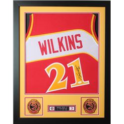 Dominique Wilkins Signed 24x30 Custom Framed Jersey (JSA COA)