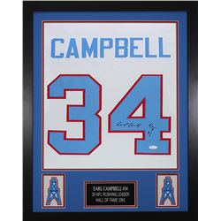 Earl Campbell Signed 24x30 Custom Framed Jersey Inscribed "HOF 91" (JSA COA)