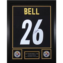 Leveon Bell Signed 24x30 Custom Framed Jersey (JSA COA)