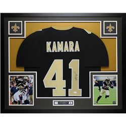Alvin Kamara Signed 35x43 Custom Framed Jersey (JSA COA)