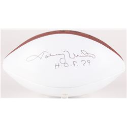 Johnny Unitas Signed NFL Logo Football Inscribed "H.O.F. 79" (JSA LOA)