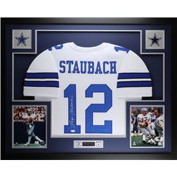 Roger Staubach Signed 35x43 Custom Framed Jersey (JSA COA)