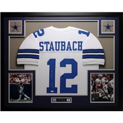 Roger Staubach Signed 35x43 Custom Framed Jersey (JSA COA)
