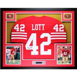 Ronnie Lott Signed 35x43 Custom Framed Jersey (GTSM COA)