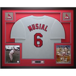 Stan Musial Signed 35x43 Custom Framed Jersey (PSA COA)
