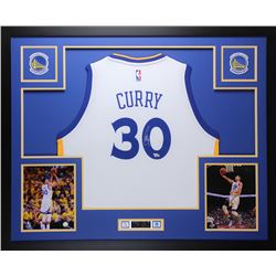 Stephen Curry Signed 35x43 Custom Framed Jersey (Fanatics Hologram)