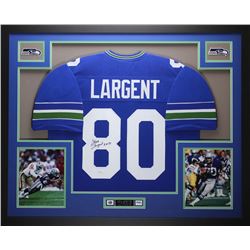 Steve Largent Signed 35x43 Custom Framed Jersey Inscribed "HOF 95" (JSA COA)