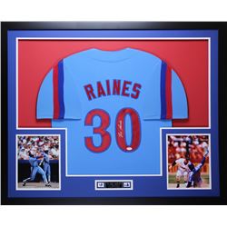 Tim Raines Signed 35x43 Custom Framed Jersey (JSA COA)