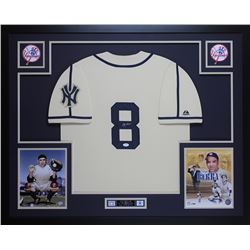 Yogi Berra Signed New York Yankees 35x43 Custom Framed Jersey (JSA COA)