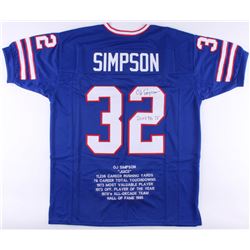 O.J. Simpson Signed Career Highlight Stat Jersey Inscribed "2003 Yds 73" (JSA COA)