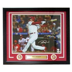 Rhys Hoskins Signed Philadelphia Phillies 22x27 Custom Framed Photo Display (JSA COA)