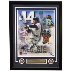 Reggie Jackson Signed 22x29 Custom Framed Photo with (4) Inscriptions (Fanatics Hologram)