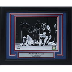 Lawrence Taylor Signed New York Giants 11x14 Custom Framed Photo Display (JSA COA)