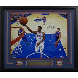 Joel Embiid Signed Philadelphia 76ers 22x27 Custom Framed Photo Display (Fanatics Hologram)