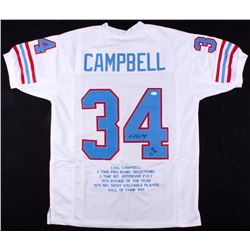 Earl Campbell Signed Career Highlight Stat Jersey Inscribed "HOF 91" (JSA COA)