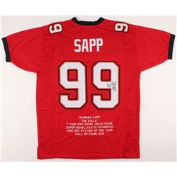 Warren Sapp Signed Career Highlight Stat Jersey Inscribed "HOF '13" (JSA COA)