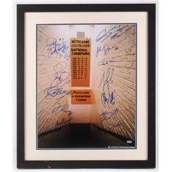Notre Dame Fighting Irish Greats 22x26 Custom Framed Photo Display Signed by (14) with Joe Montana, 