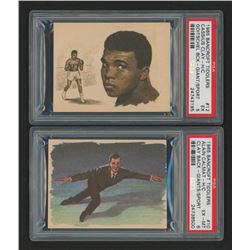 Lot of (2) PSA Graded 1965 Bancroft Tiddlers Giants of Sport #12 Cassius Clay (Muhammad Ali) Hand Cu