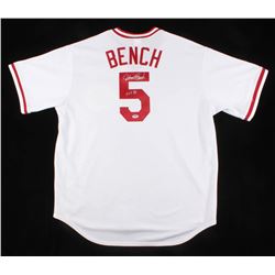 Johnny Bench Signed Jersey Inscribed "HOF 89" (PSA COA)
