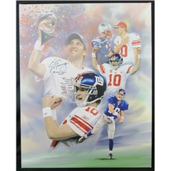 Eli Manning Signed New York Giants 32x40 Print on Canvas Inscribed "SB XLII XLVI MVP" (JSA Hologram)