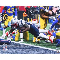 Sony Michel Signed New England Patriots Super Bowl Llll 16x20 Photo (Beckett COA)