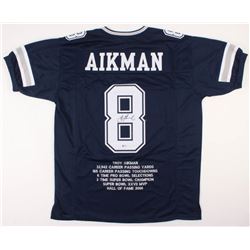 Troy Aikman Signed Career Highlight Stat Jersey (Beckett COA)