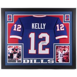 Jim Kelly Signed 35x43 Custom Framed Jersey (JSA COA)
