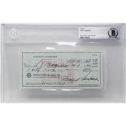 Vince Lombardi Signed 1968 Personal Bank Check (BGS Encapsulated)