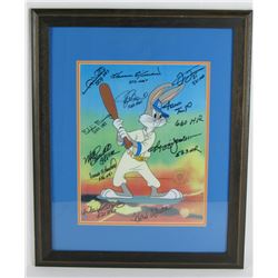 500 HR Club Bugs Bunny 18x22 Custom Framed Animation Cell Signed by (11) with Hank Aaron, Willie May