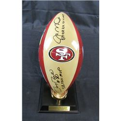Joe Montana  Jerry Rice Signed San Francisco 49ers Danbury Mint Super Bowl Porcelain Football Trophy