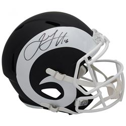 Jared Goff Signed Los Angeles Rams Full-Size Matte Black Speed Helmet (Fanatics Hologram)